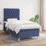 vidaXL Sommier à lattes de lit avec matelas Bleu 100x200 cm Tissu