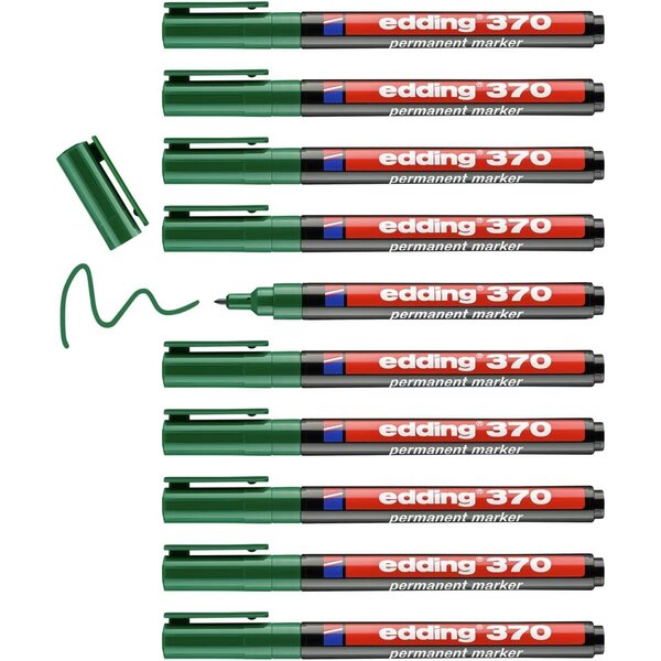 Marqueur Permanent 370 Pointe Fine Vert 1 mm x 10 EDDING