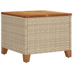 vidaXL Table de jardin beige 45x45x37 cm résine tressée et bois acacia