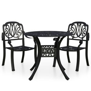 vidaXL Ensemble de bistro 3 Pièces Aluminium coulé Noir