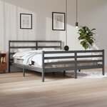 vidaXL Cadre de lit Gris Bois de pin massif 200x200 cm