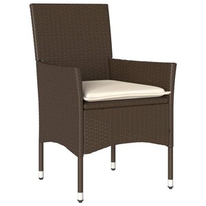 vidaXL Ensemble à manger de jardin et coussins 5Pièces marron rotin verre
