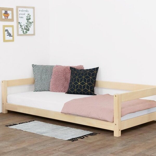 Lit simple sommier bois vernis 140 x 200 cm