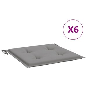 vidaXL Coussins de chaise jardin lot de 6 gris 40x40x4 cm tissu oxford