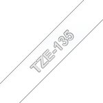 Pack de 5 Rubans adhésifs compatible avec Brother TZe135 - Texte blanc sur fond transparent - Largeur 12 mm x 8 mètres