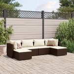 vidaXL Salon de jardin 6 Pièces avec coussins Marron Résine tressée