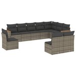 vidaXL Salon de jardin avec coussins 10 Pièces gris résine tressée