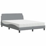 vidaXL Lit avec matelas gris clair 140x190 cm tissu