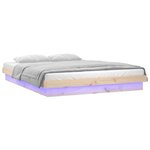 vidaXL Cadre de lit à LED 135x190 cm double bois massif