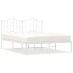 vidaXL Cadre de lit métal avec tête de lit blanc 140x200 cm