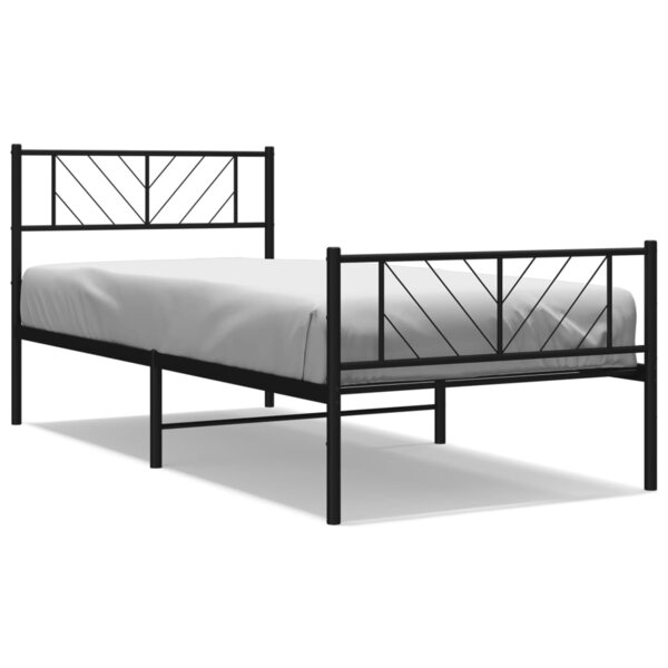 vidaXL Cadre de lit métal avec tête de lit/pied de lit noir 80x200 cm