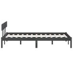 vidaXL Cadre de lit Gris Bois de pin massif 140x190 cm