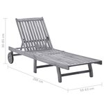 vidaXL Chaise longue de jardin avec coussin Gris Bois d'acacia solide