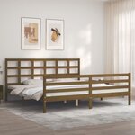 vidaXL Cadre de lit avec tête de lit marron miel 200x200cm bois massif