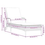 vidaXL Chaise longue avec roues et coussin marron résine tressée