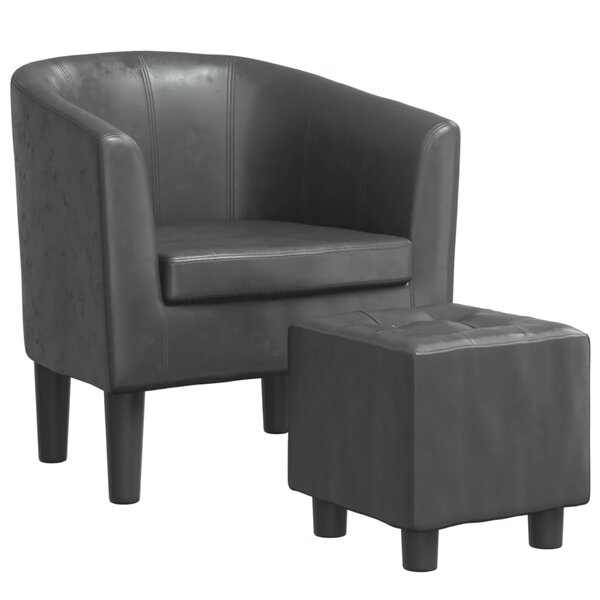 vidaXL Fauteuil cabriolet avec repose-pied gris similicuir