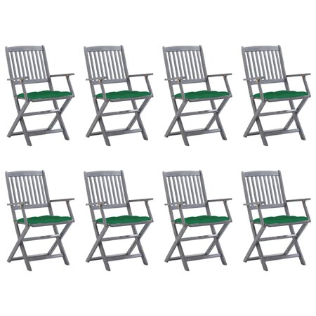 vidaXL Chaises pliables d'extérieur 8 Pièces avec coussins Bois d'acacia