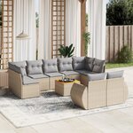 vidaXL Salon de jardin avec coussins 10 Pièces beige résine tressée