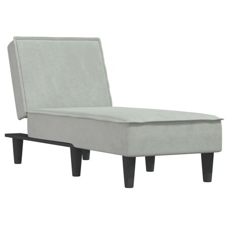 vidaXL Chaise longue gris clair velours