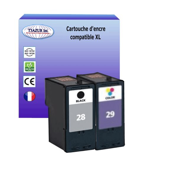 Cartouche compatible Lexmark 28+29 pour Lexmark X2500, X2510, X2530, X2550, X5070, X5075, X5320  - T3AZUR
