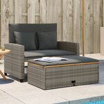 vidaXL Canapé de jardin 2 places coussins gris résine tressée&acacia