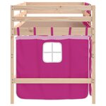 vidaXL Lit mezzanine enfants et rideaux rose 80x200cm bois pin massif