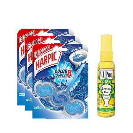 Bloc Cuvette Active Fresh Eau Bleue x3 + Desodorisant WC Spray V.I.Poo Anti  Odeur Parf HARPIC - La Poste