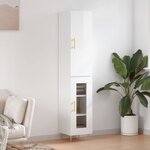 vidaXL Buffet haut Blanc brillant 34 5x34x180 cm Bois d'ingénierie