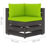 vidaXL Canapé d'angle sectionnel avec coussins Bois imprégné de gris