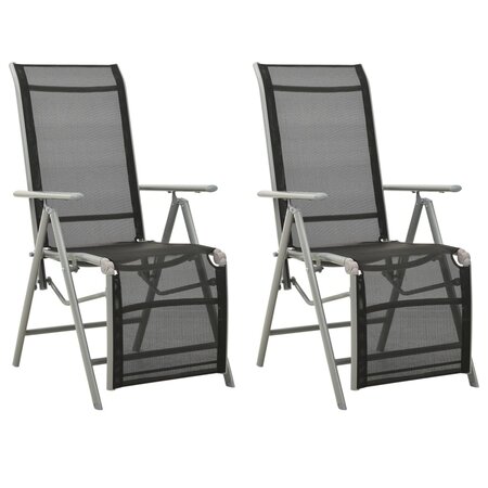 vidaXL Chaises de jardin 2 Pièces Textilène et aluminium Argenté