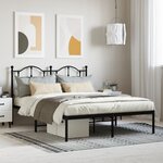 vidaXL Cadre de lit métal avec tête de lit noir 135x190 cm