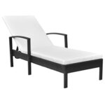 vidaXL Chaise longue avec coussin Résine tressée Noir