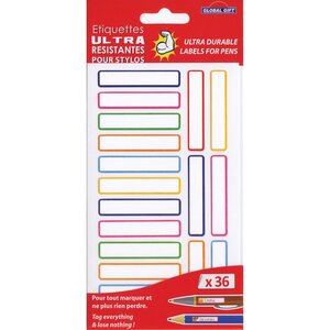 36 étiquettes plastifiées - Couleurs primaires - Ultra-résistantes