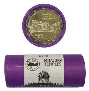 Rouleau de 25 pièces de monnaie de 2 euro commémorative Malte 2018 – Mnajdra