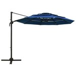 vidaXL Parasol à 4 niveaux avec mât en aluminium Bleu azuré 3x3 m