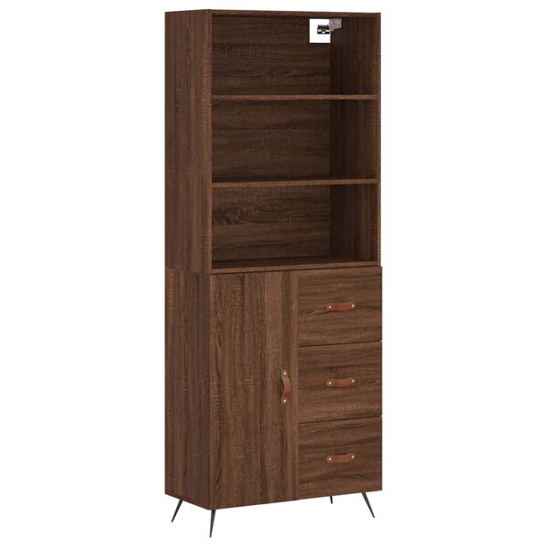 vidaXL Buffet haut Chêne marron 69 5x34x180 cm Bois d'ingénierie