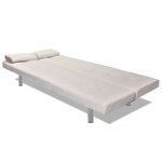 vidaXL Canapé-lit réglable avec deux oreillers Similicuir Blanc crème