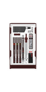 rOtring Set Master: Porte-mine 0.5 + 3 Isograph 0.1/0.3/0.5mm + Gomme + 12 mines HB + flacon encre 23ml + compas + attache compas