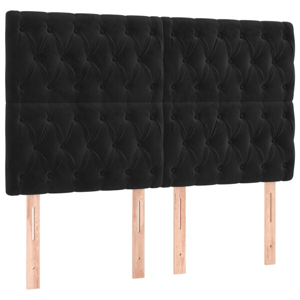 vidaXL Têtes de lit 4 Pièces Noir 72x7x78/88 cm Velours