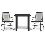 vidaXL Ensemble à manger de jardin 3 Pièces noir rotin PVC