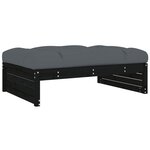 vidaXL Salon de jardin 6 Pièces avec coussins noir bois massif