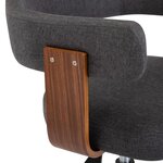 Chaise fauteuil siège pivotante de bureau informatique étude bois courbé et tissu gris 02_0024106