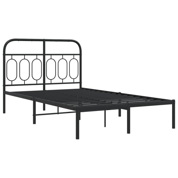 vidaXL Cadre de lit métal avec tête de lit noir 120x200 cm