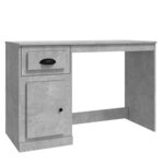Bureau table poste de travail meuble d'ordinateur informatique étude avec tiroir 115 x 50 x 75 cm bois d'ingénierie gris 02_0023456