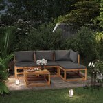 vidaXL Salon de jardin 5 Pièces avec coussin Bois d'acacia solide