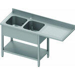 Plonge inox avec double cuve - profondeur 800 - passage lave vaisselle - stalgast -  - inox1700x800 400x800x900mm