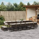 vidaXL Ensemble à manger de jardin et coussins 17 Pièces marron rotin