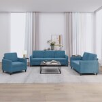 vidaXL Ensemble de canapés 3 Pièces bleu velours
