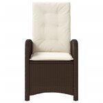 vidaXL Chaise inclinable de jardin avec coussins marron résine tressée