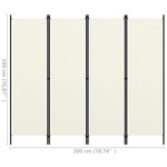 vidaXL Cloison de séparation 4 panneaux Blanc 200x180 cm
